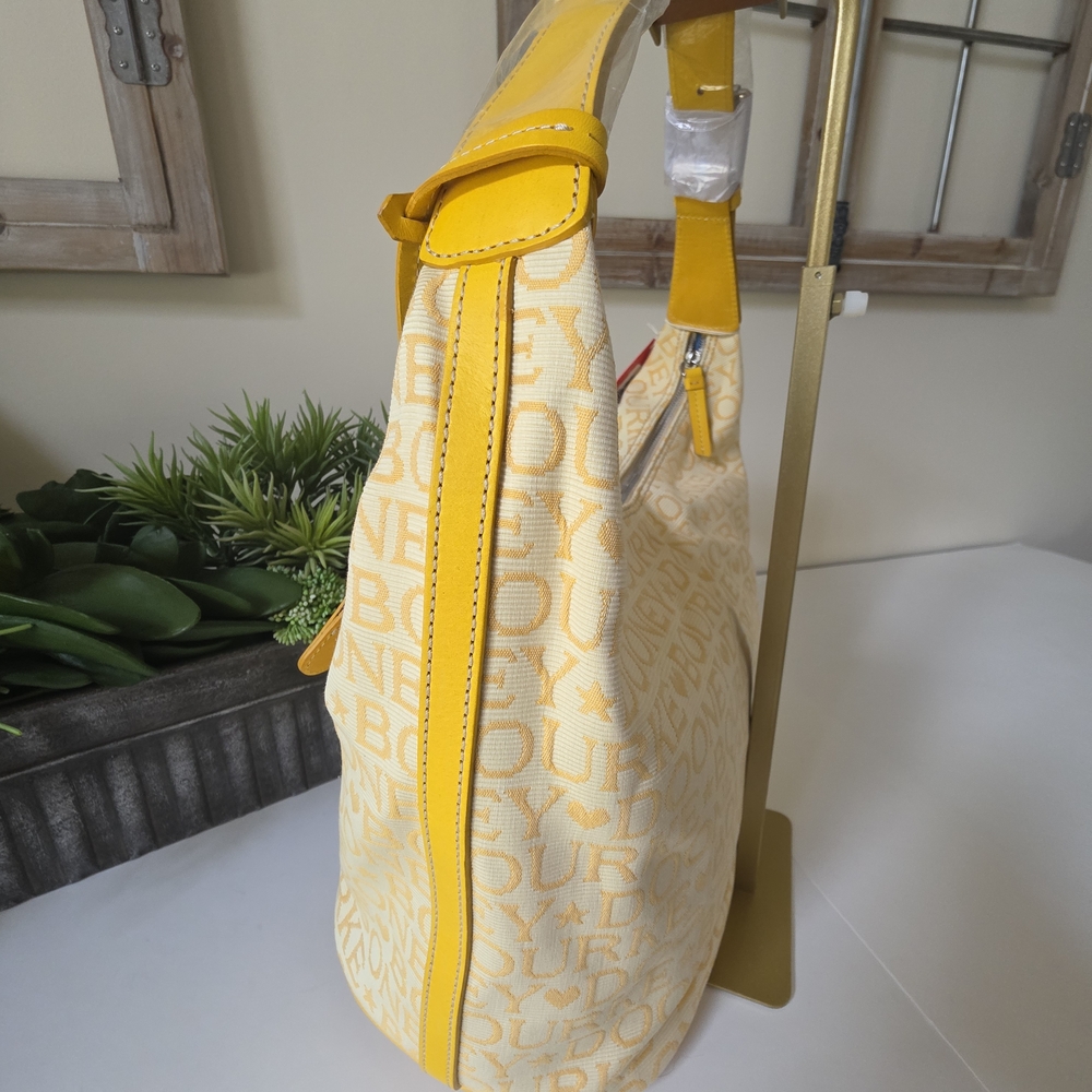 Dooney & Bourke Large Bucket Bag Sunflower Logo Canvas Leather Trim- New - Picture 9 of 16